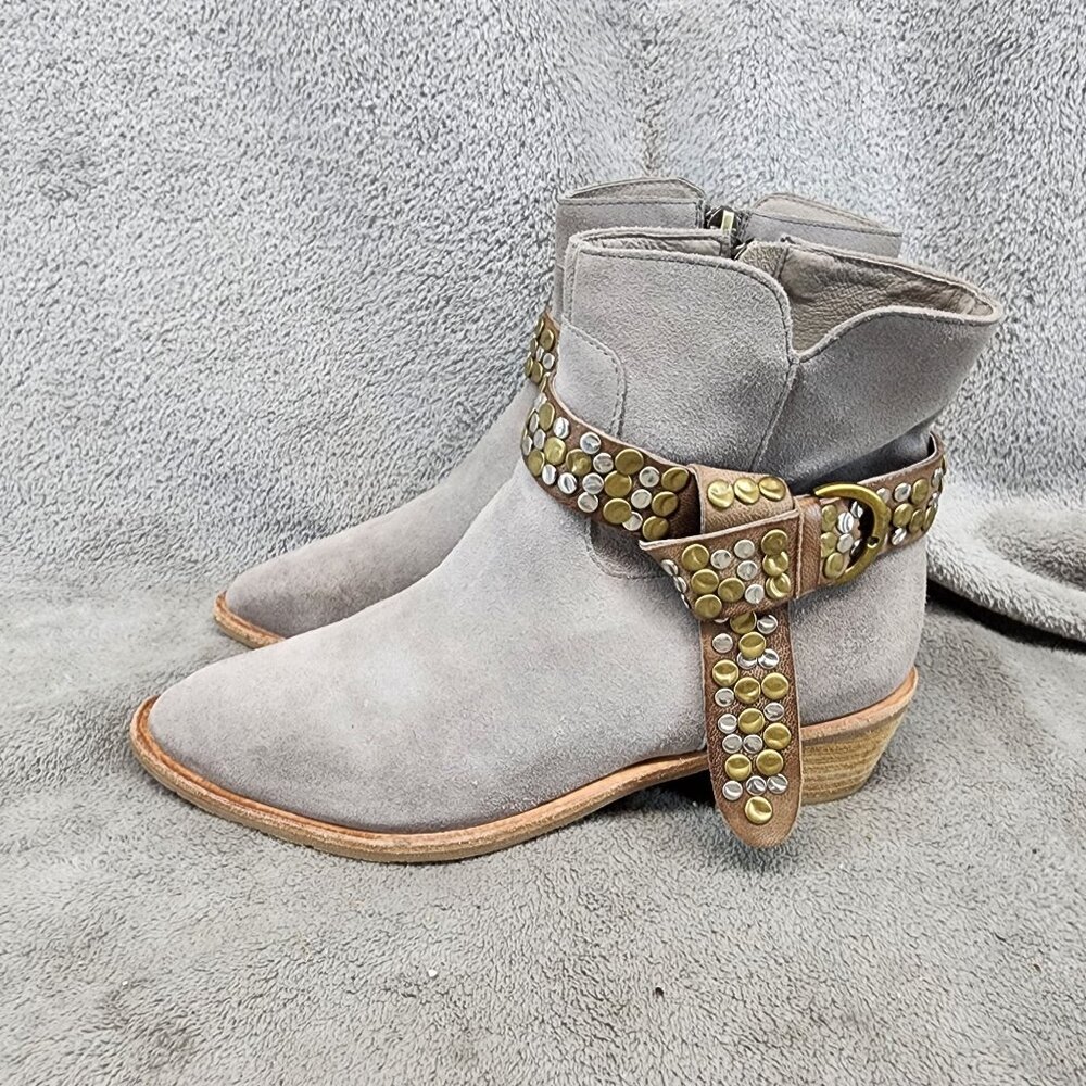 Antelope Shoes Womens Size EU 38 US 7 Gray Suede Side Zip Ankle Boots *Read*